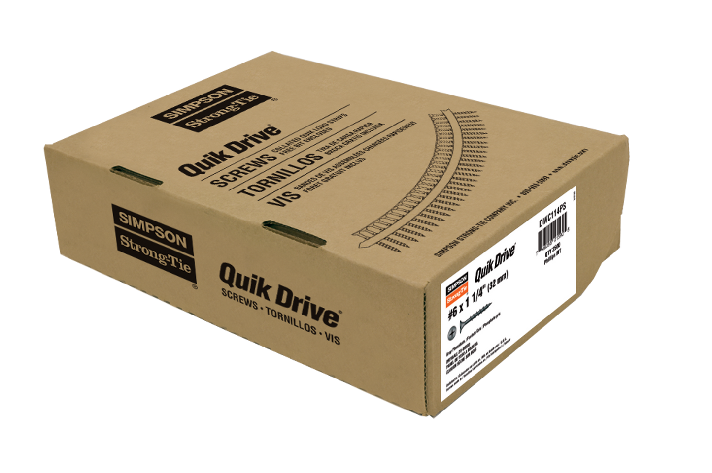 Simpson Strong-Tie DWC1PS DWC Drywall Screw (Collated) — #6 x 1 in. #2 Phillips Bugle-Head (2500-Qty) (Pack of 100)