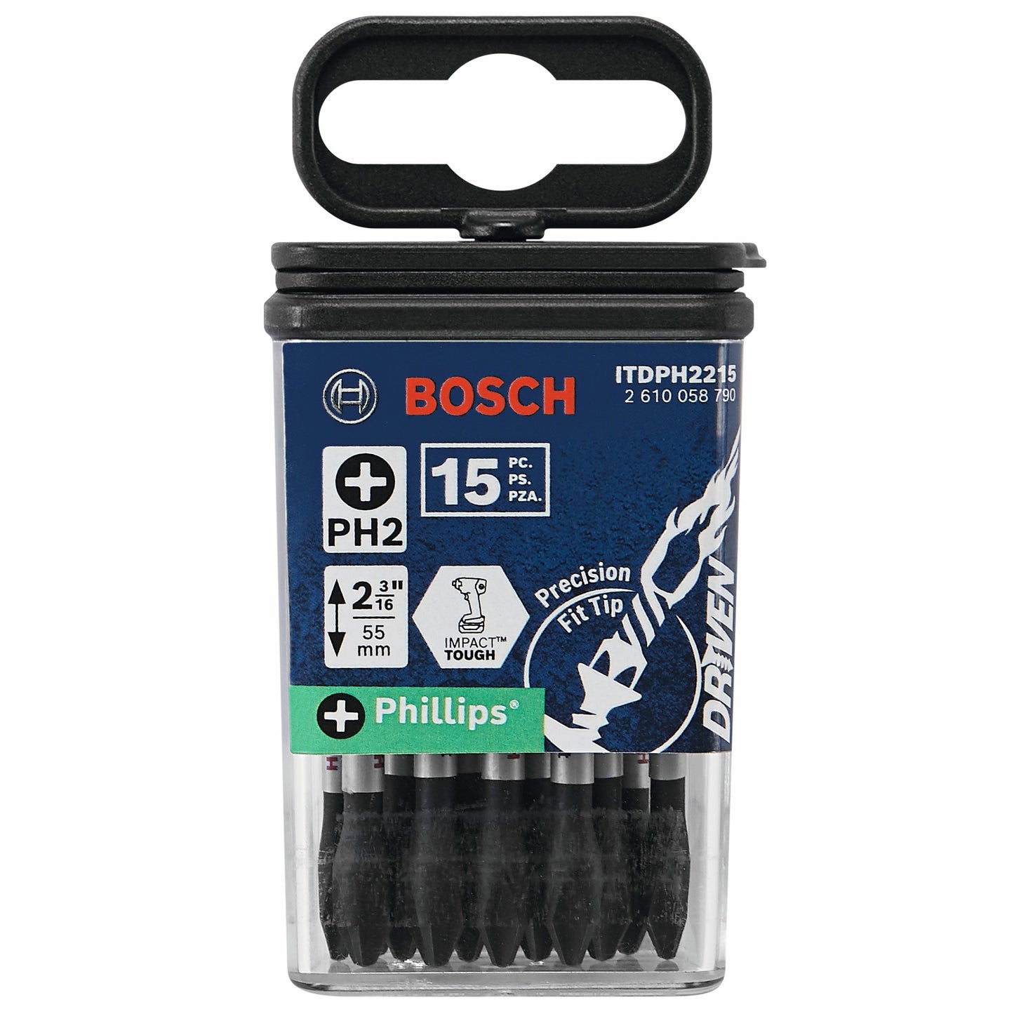 BOSCH ITDPH2215 Puntas de impacto Phillips® n.° 2 de 2 pulg., 15 piezas