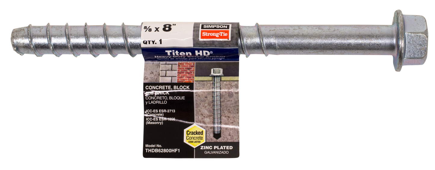 Simpson Strong-Tie THDB62800HF1 Titen HD® 5/8 in. x 8 in. Heavy-Duty Screw Anchor (Pack of 10)