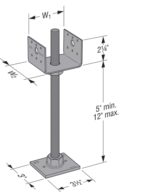Simpson Strong-Tie PPBF44 PPBF™ Adjustable Porch Post Base for 4x4