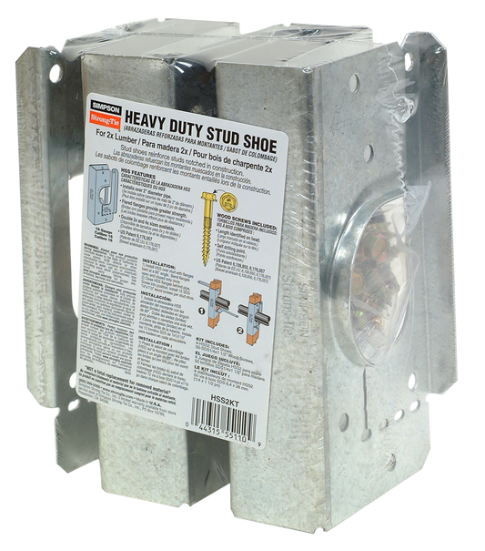 Simpson Strong-Tie HSS2KT HSS Galvanized Stud Shoe for 2x, with Strong-Drive® SDS Screws (4-Qty) (Pack of 10)