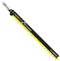 Hoja de sierra caladora BOSCH T367XHM1 de 5-1/4 pulg. y 5-7 dientes por pulgada con borde de carburo para vástago en T multiusos