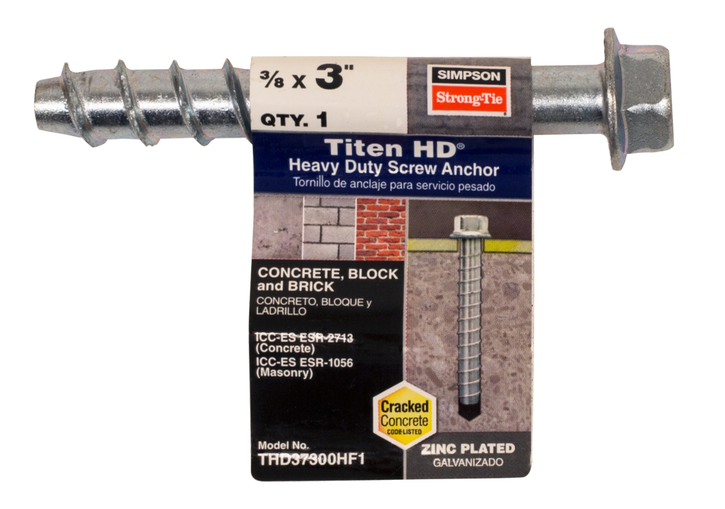 Simpson Strong-Tie THD37300HF1 Titen HD® 3/8 in. x 3 in. Heavy-Duty Screw Anchor (Pack of 30)