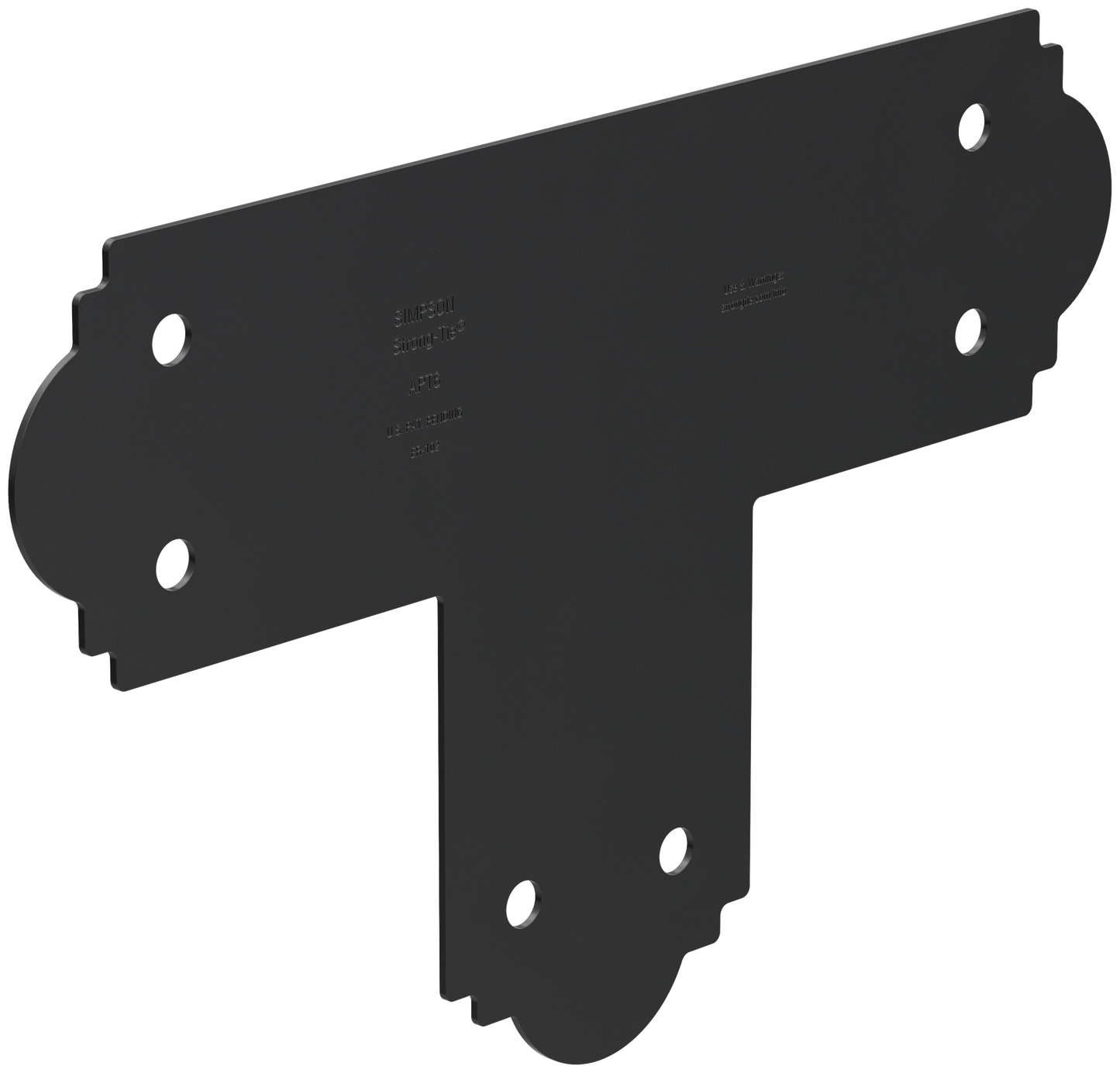 Simpson Strong-Tie APT6 Outdoor Accents® Mission Collection® ZMAX®, Black Powder-Coated T Strap for 6x6 (Pack of 8)