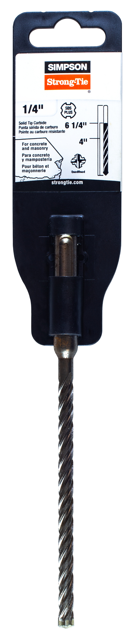 Simpson Strong-Tie MDPL02506S 1/4 in. x 6-1/4 in. SDS-plus® Shank Solid-Tip Carbide Drill Bit