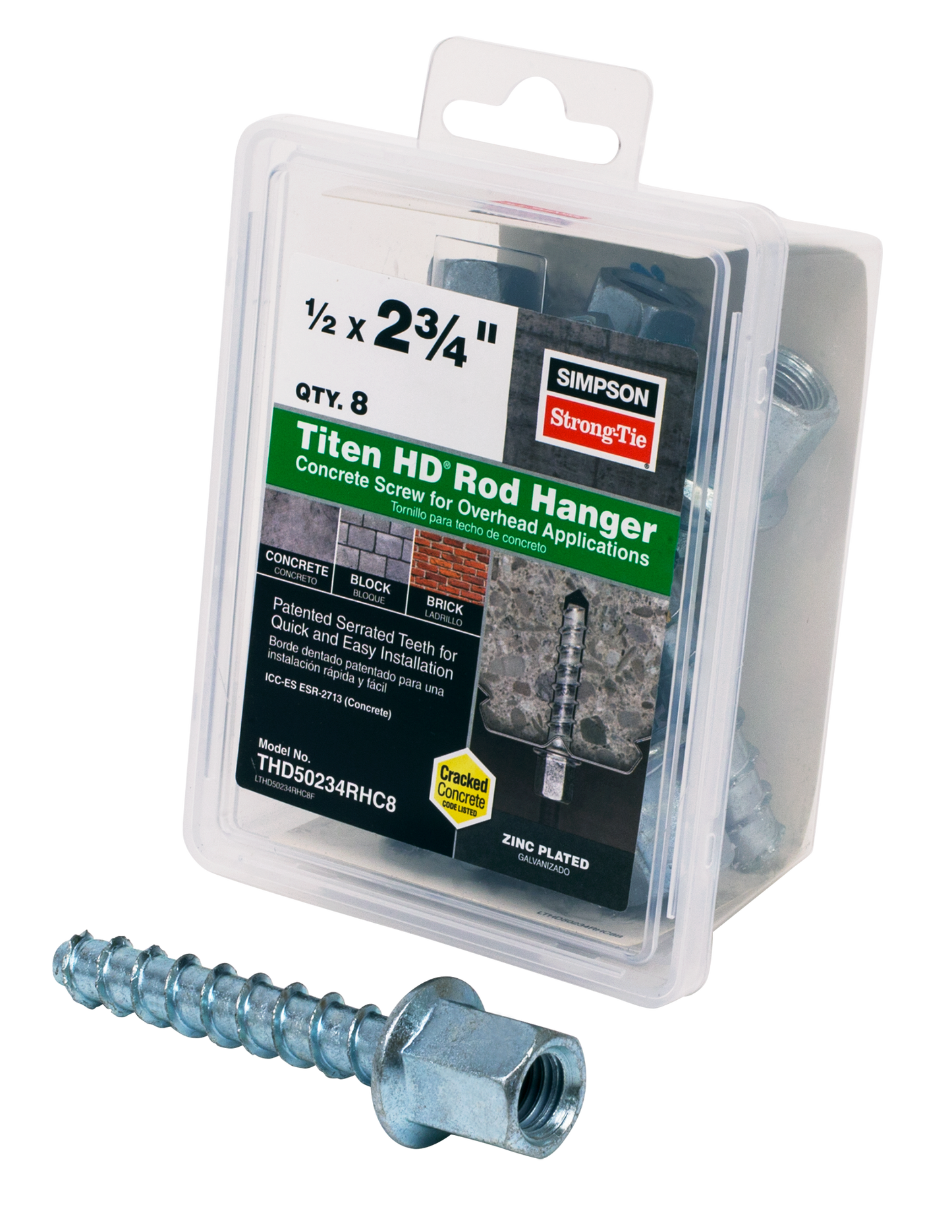 Simpson Strong-Tie THD50234RHC8 Titen HD® 3/8 in. x 2-3/4 in. Threaded Rod Hanger for 1/2 in. Rod (8-Qty) (Pack of 4)