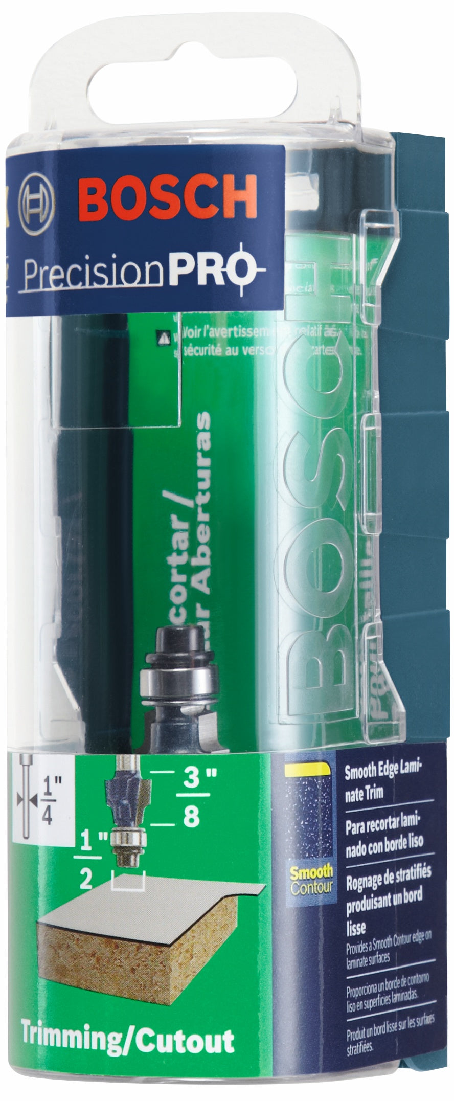 Broca fresadora para laminado de borde liso con punta de carburo BOSCH 85316MC de 1/2 pulg. x 3/8 pulg.