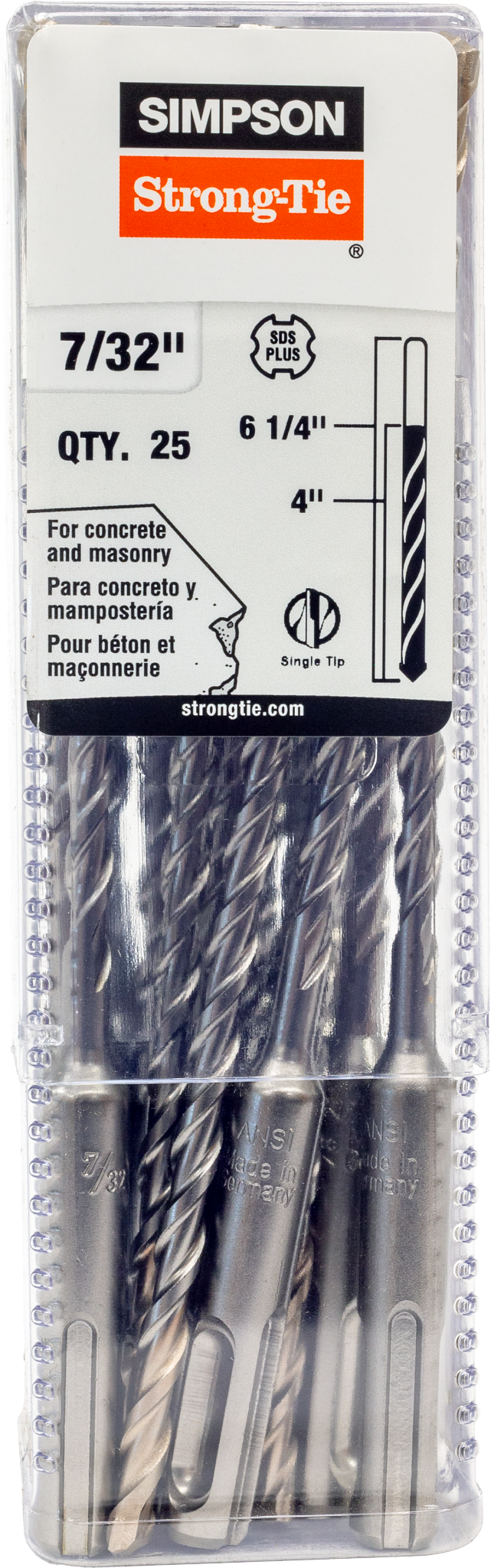 Simpson Strong-Tie MDPL02106-R25 7/32 in. x 6-1/4 in. SDS-plus® Shank Drill Bit (25-Qty) (Pack of 14)