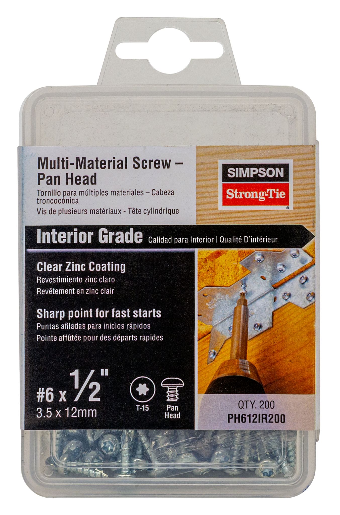 Simpson Strong-Tie PH612IR200 Multi-Material Screw — Pan Head #6 x 1/2 in. (200-Qty) (Pack of 5)