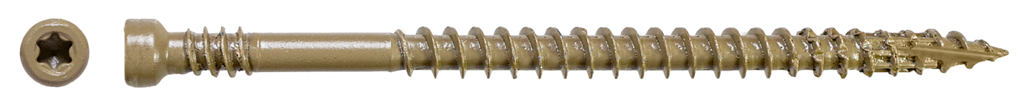 Simpson Strong-Tie FT07212R100 Finish Trim Screw — #7 x 2-1/2 in. T10, Trim-Head, Quik Guard®, Tan (100-Qty)