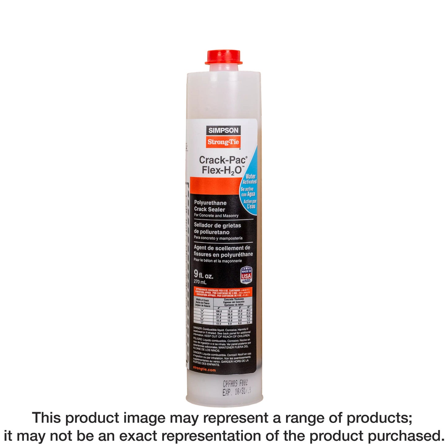Simpson Strong-Tie CPFH09 Crack-Pac® Flex-H2O™ 9 oz. Polyurethane Crack Sealer Cartridge