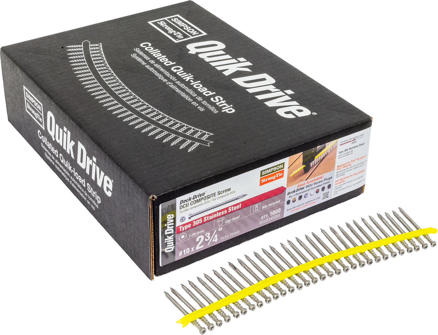 Simpson Strong-Tie DCU234S305 Deck-Drive™ DCU COMPOSITE Screw (Collated) — #10 x 2-3/4 in. Type 305 (1000-Qty) (Pack of 100)