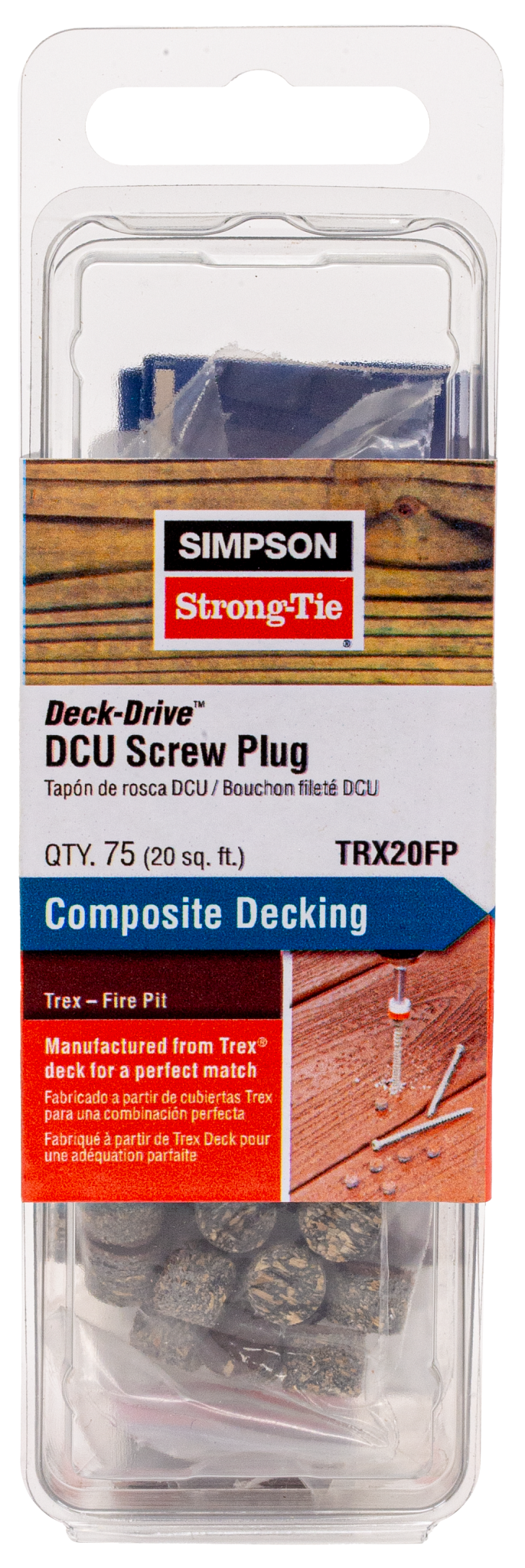 Simpson Strong-Tie TRX20FP Deck-Drive™ DCU Screw Plug — Trex Fire Pit (75-Qty) (Pack of 3240)