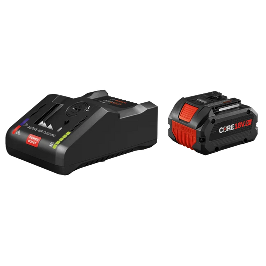 BOSCH GXS18V-16N14 18V Starter Kit with (1) CORE18V® 8 Ah High Power Battery and (1) 18V 16 Amp Battery Turbo Charger