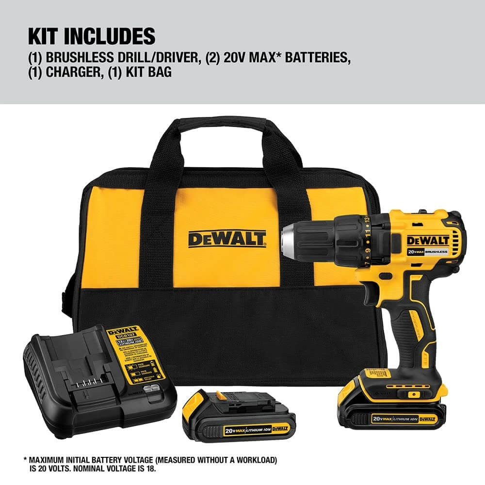 DEWALT DCD777C2 20V MAX* Compact Brushless Drill/Driver