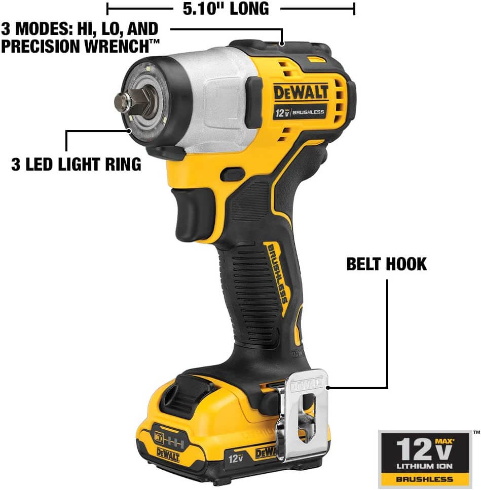DEWALT DCF902F2 XTREME 12V MAX Impact Wrench, Cordless Kit, 3/8-Inch