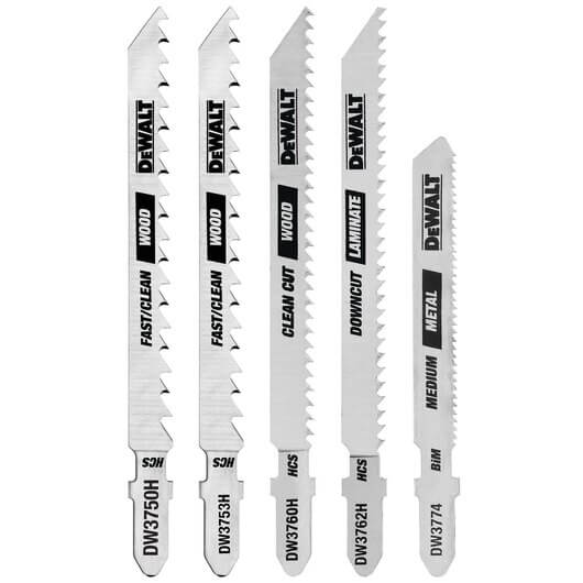 Juego de hojas de sierra caladora con vástago en T DEWALT DW3795H de 5 piezas