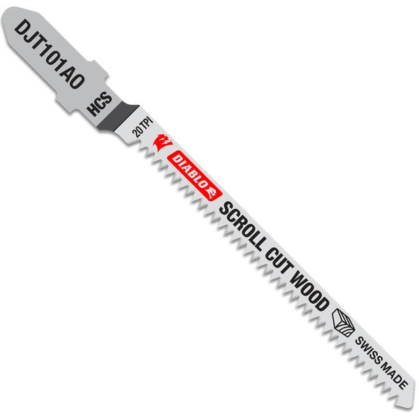 Diablo DJT101AO5 3-1/4 in. 20 TPI High Carbon Steel T-Shank Jig Saw Blades for Scroll Cuts in Wood (5-Pack)