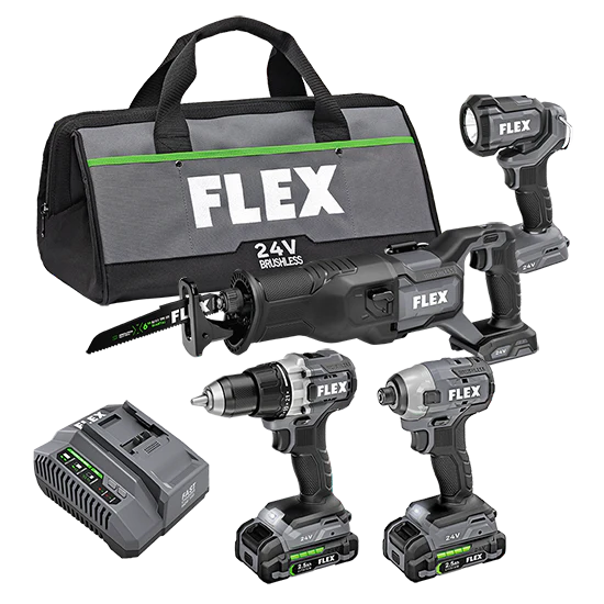 FLEX FXM401-2A 4-Tool Brushless Power Tool Combo Kit with Soft Case