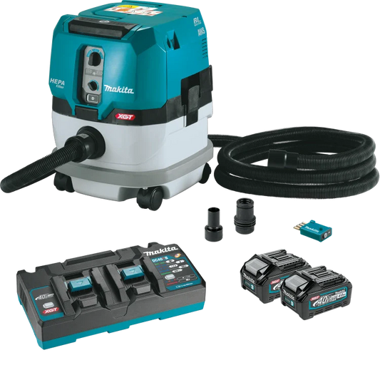 Makita GCV02PMU 40V max XGT® Brushless Cordless 2.1 Gallon HEPA Filter Dry Dust Extractor Kit, AWS® (4.0Ah)