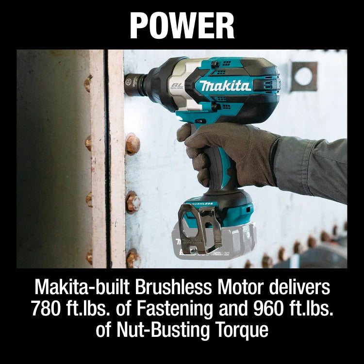Makita XWT19Z 18V LXT® Lithium-Ion Brushless Cordless 3-Speed 1/2" Sq. Drive Impact Wrench w/ Detent Anvil, (Tool Only)
