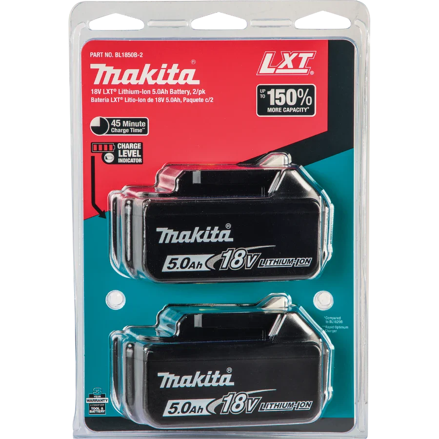 Makita BL1850B-2 18V LXT® Lithium‑Ion 5.0Ah Battery, 2/pk
