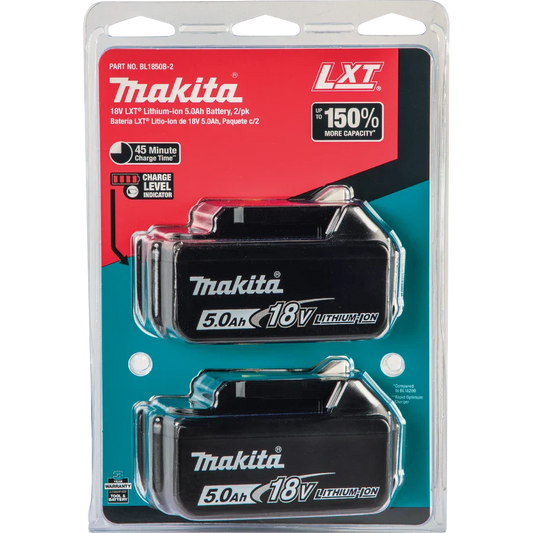 Makita BL1850B-2 18V LXT® Lithium‑Ion 5.0Ah Battery, 2/pk