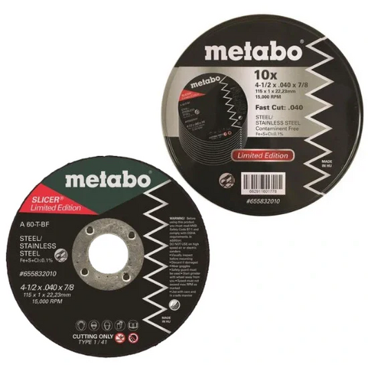 Metabo 655832010 Slicer Wheel Promo Tin,  4.5"x.040x7/8 A60T, PK 10