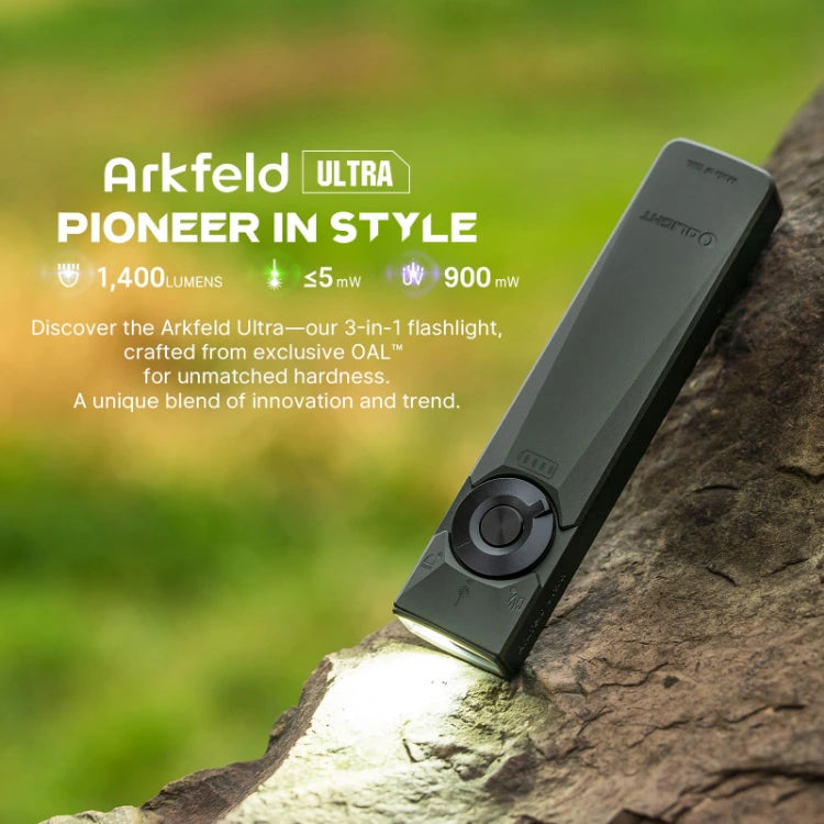 OLIGHT ARKFELDULTRA3ROLGYNW Arkfeld Ultra 3-in-1 EDC Flashlight with O-aluminum Material  Color - Olive Grey NW(4000K~5000K)