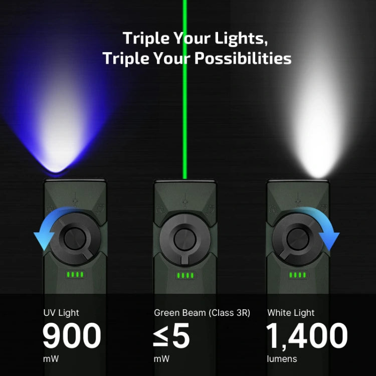 OLIGHT ARKFELDULTRA3ROLGYNW Arkfeld Ultra 3-in-1 EDC Flashlight with O-aluminum Material  Color - Olive Grey NW(4000K~5000K)