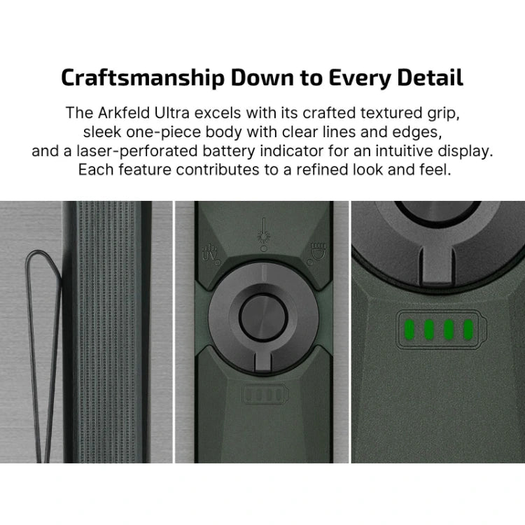 OLIGHT ARKFELDULTRA3ROLGYNW Arkfeld Ultra 3-in-1 EDC Flashlight with O-aluminum Material  Color - Olive Grey NW(4000K~5000K)