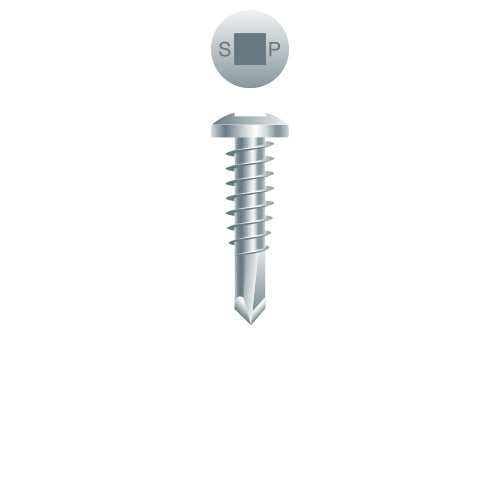 P106Q - Strong-Point Square Drive Pan Head, Zinc Plated, 10-16 x 3/4, #3 Point, Box of 8,000