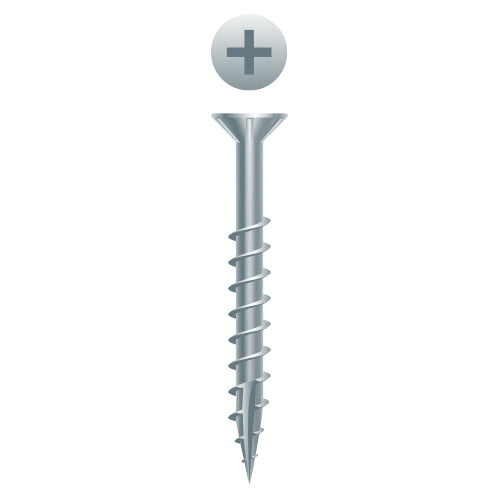 X948NZ - Strong-Point Phillips Flat Head w/Nibs Particle Board Screws, Type '17', Zinc Plated, 9 x 3, Box of 2,000