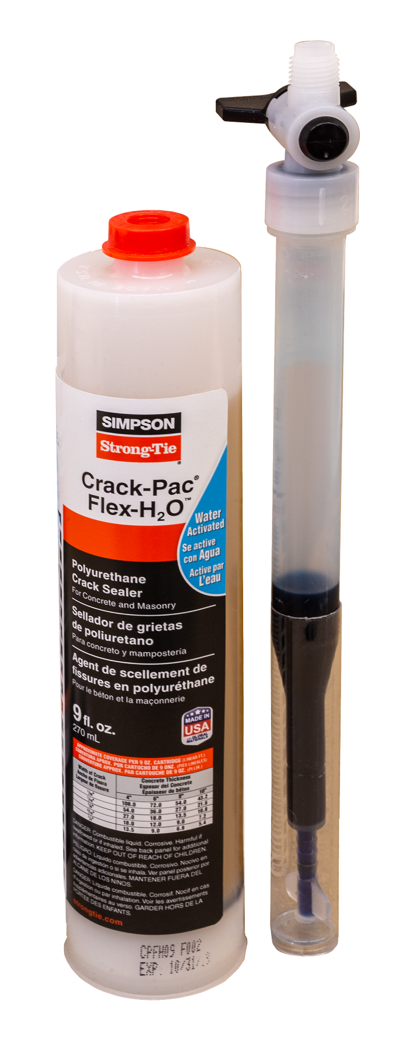 Simpson Strong-Tie CPFH09 Crack-Pac® Flex-H2O™ 9 oz. Polyurethane Crack Sealer Cartridge (Pack of 12)