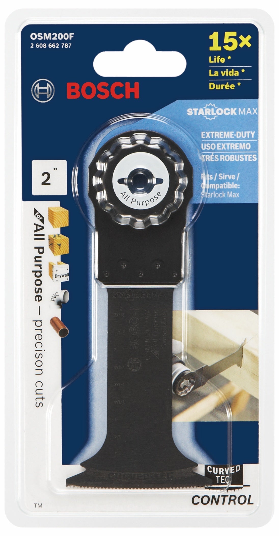 Hoja de corte por inmersión bimetálica para multiherramienta oscilante StarlockMax® de 2 pulgadas BOSCH OSM200F
