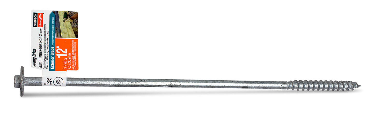 Simpson Strong-Tie SDWH271200G-RP1 Strong-Drive® SDWH™ TIMBER-HEX HDG Screw — 0.276 in. x 12 in. 3/8 Hex