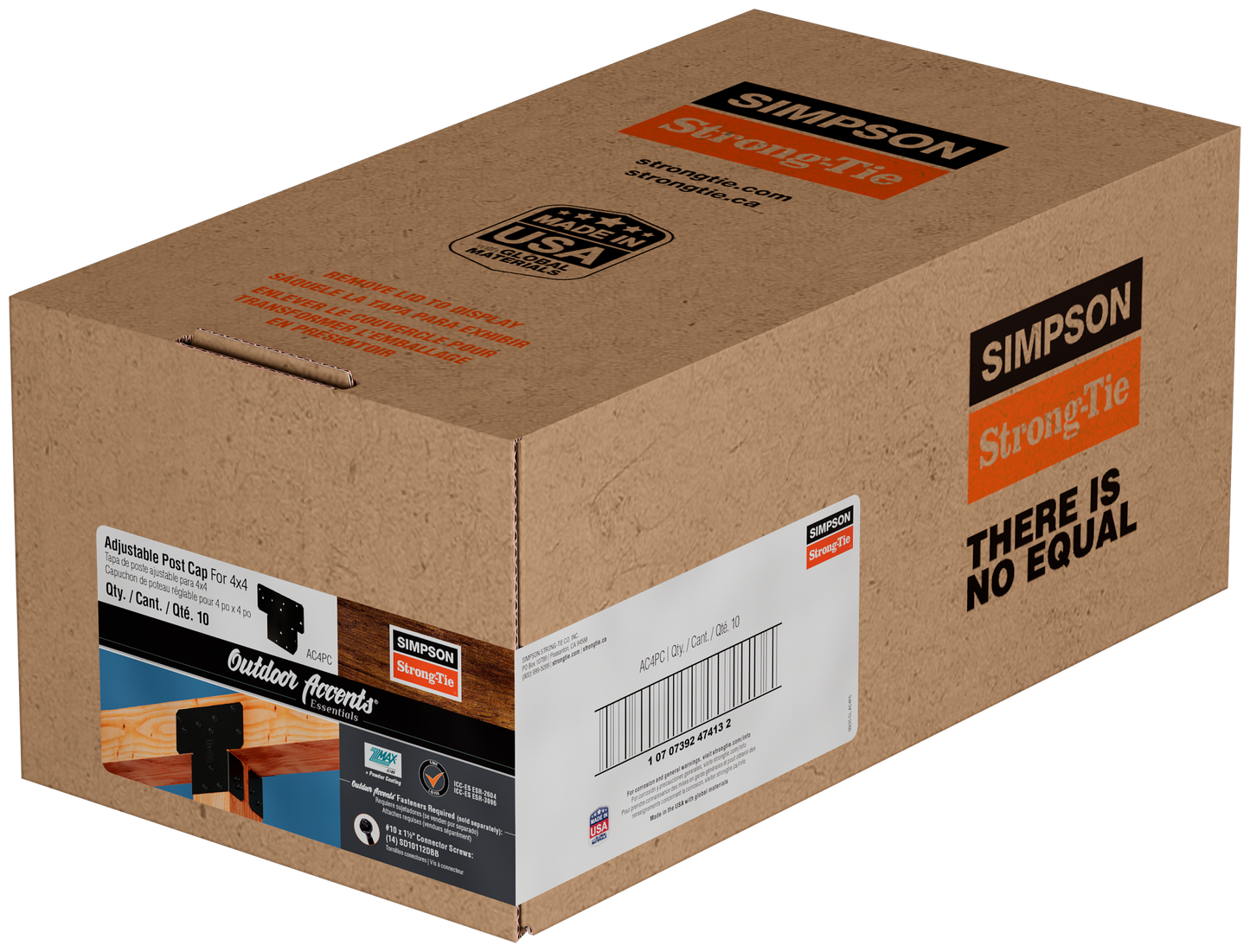 Simpson Strong-Tie AC4PC Outdoor Accents® ACPC ZMAX®, Black Powder-Coated Adjustable Post Cap for 4x