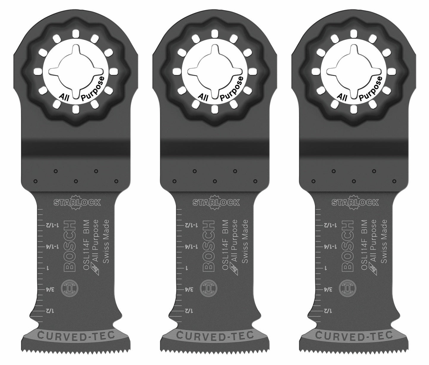 BOSCH OSL114F-3 Herramienta multiusos oscilante Starlock® de 1-1/4 pulg., hoja de corte por inmersión bimetálica Xtra-clean, paquete de 3.