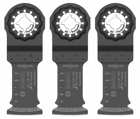 BOSCH OSL114F-3 Herramienta multiusos oscilante Starlock® de 1-1/4 pulg., hoja de corte por inmersión bimetálica Xtra-clean, paquete de 3.