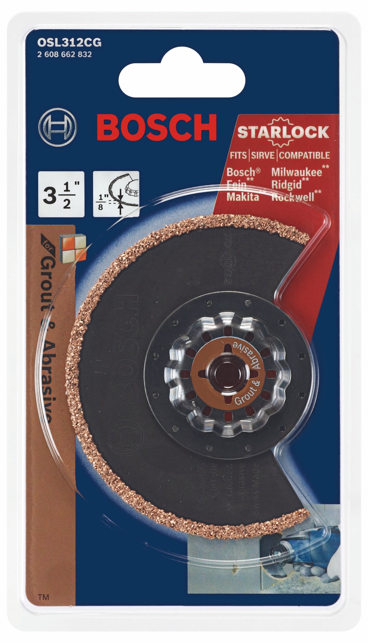 Hoja de amolar para lechada/grano de carburo para herramienta multiusos oscilante Starlock® BOSCH OSL312CG de 3-1/2 pulg. x 1/8 pulg.