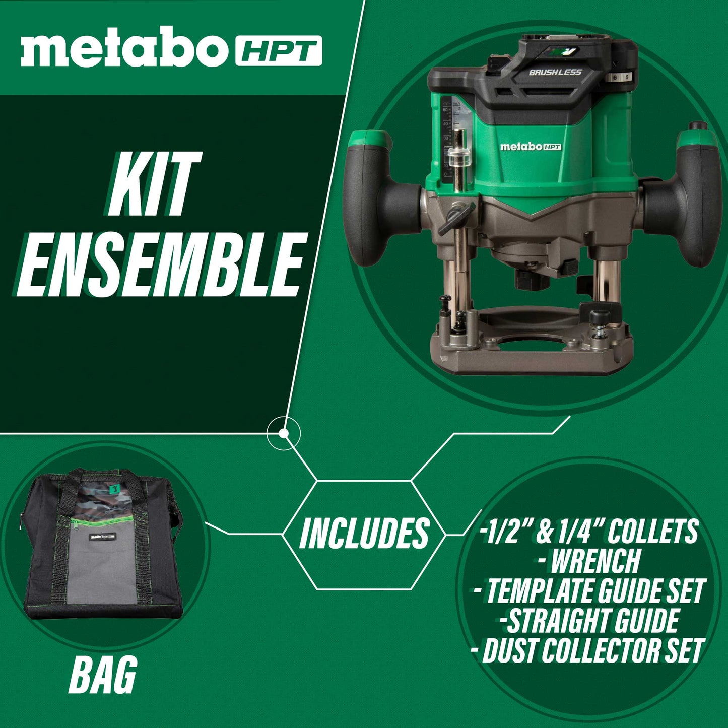 Fresadora de inmersión inalámbrica Metabo HPT M3612DAQ4M de 36 V (solo cuerpo de la herramienta)