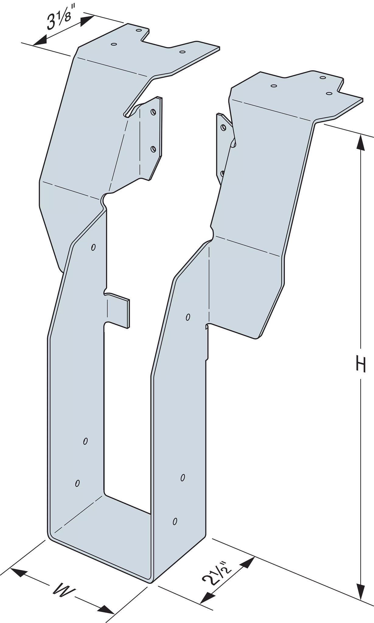 Simpson Strong-Tie DGT3.62/11.88 DGT™ Top-Flange Fire Wall Hanger for 3-1/2 in. x 11-7/8 in. Engineered Wood (Pack of 8)
