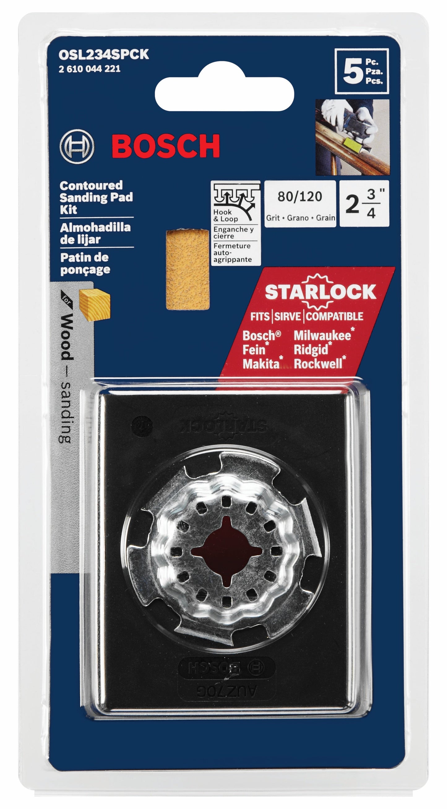 Kit de almohadillas de lijado contorneadas multiherramienta oscilante Starlock® de BOSCH OSL234SPCK (5 piezas)
