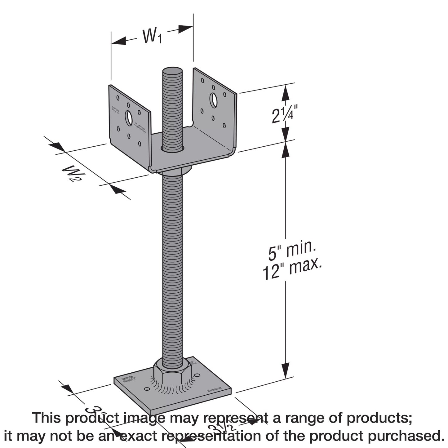Simpson Strong-Tie PPBF44 PPBF™ Adjustable Porch Post Base for 4x4 (Pack of 8)