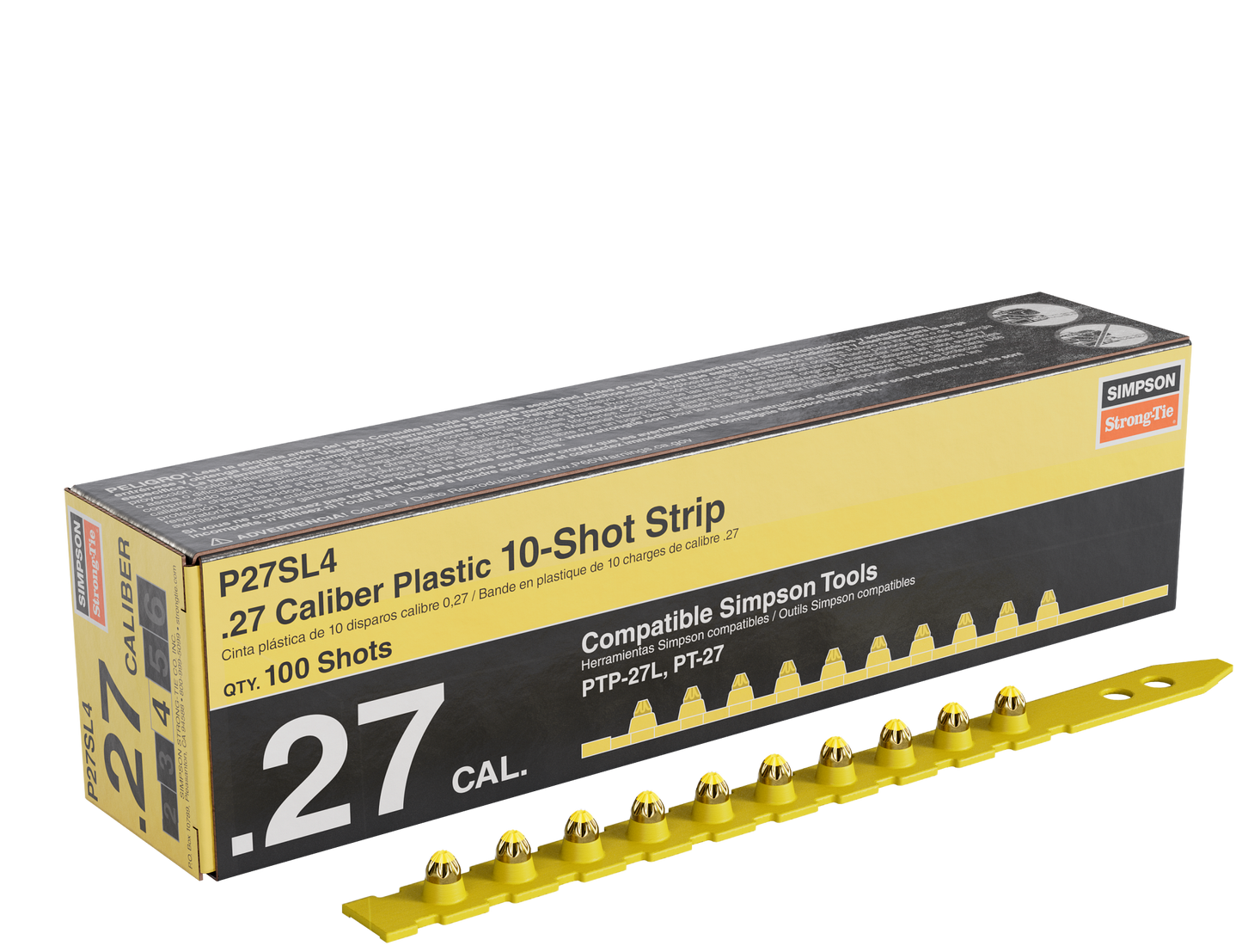 Simpson Strong-Tie P27SL4 P27SL 0.27-Caliber Plastic, 10-Shot Strip Loads, Yellow (100-Qty)