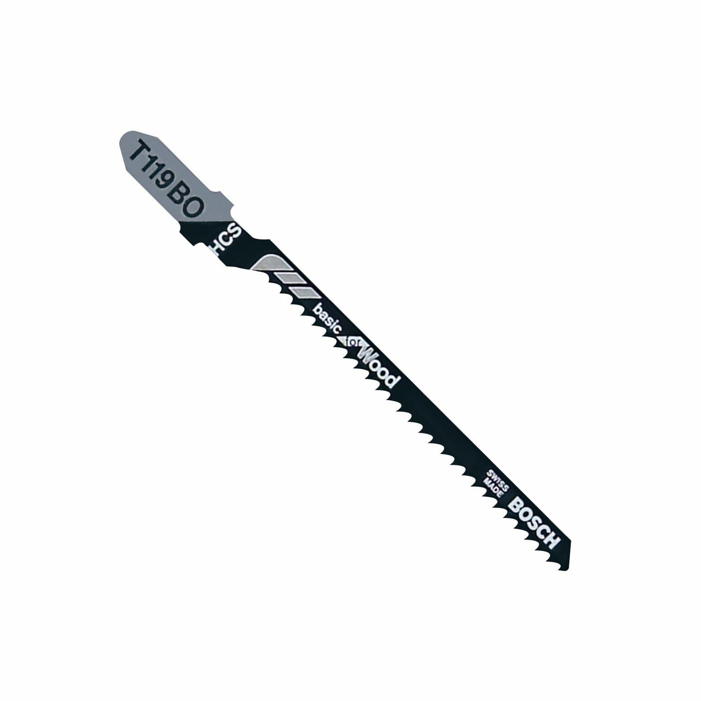 Hojas de sierra caladora BOSCH T119BO de 5 piezas, 3-1/4 pulg., 12 dientes por pulgada, para corte básico de madera con vástago en T