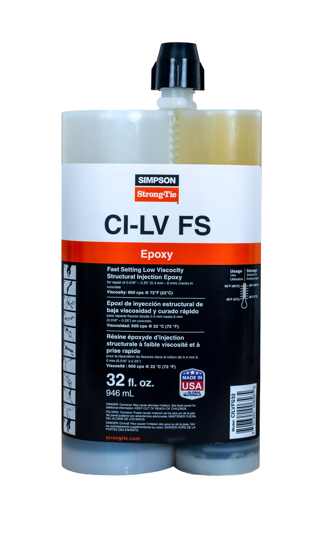 Simpson Strong-Tie CILVFS32 CI-LV FS™ Fast-Setting Low-Viscosity Structural Injection Epoxy (32 oz.)