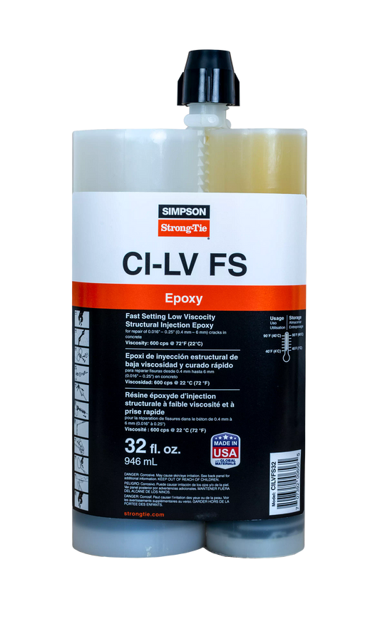 Simpson Strong-Tie CILVFS32 CI-LV FS™ Fast-Setting Low-Viscosity Structural Injection Epoxy (32 oz.) (Pack of 5)