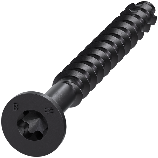 Simpson Strong-Tie TNTBL18214TF Titen Turbo™ — 3/16 in. x 2-1/4 in. 6-Lobe Flat-Head Concrete and Masonry Screw, Black (100-Qty) (Pack of 5)