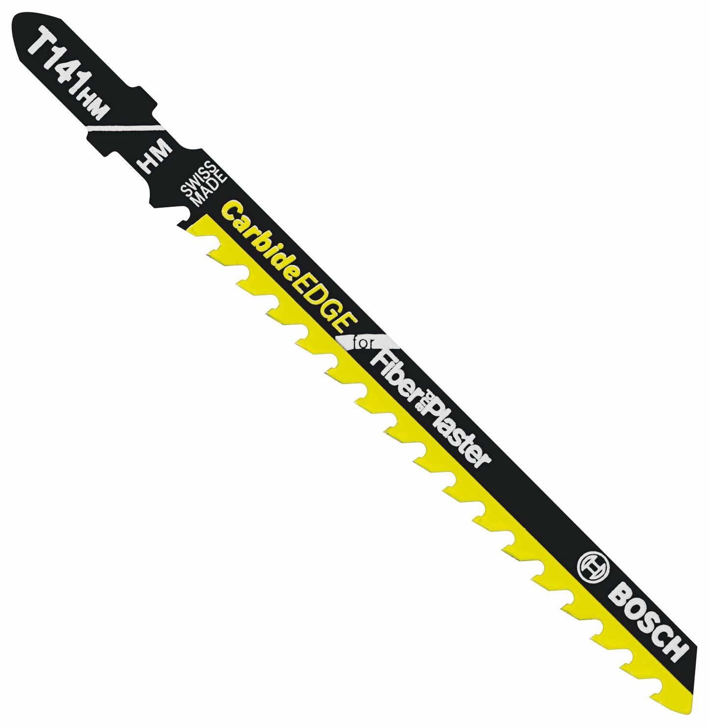Hoja de sierra caladora BOSCH T141HM1 de 4 pulg. y 6 dientes por pulgada con borde de carburo para fibra de vidrio y yeso con vástago en T